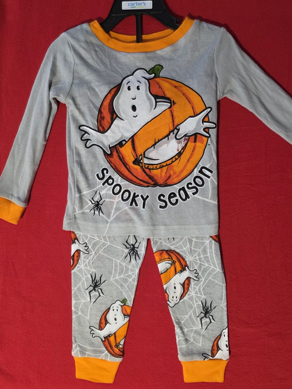 Ghost Busters Gray & Orange 'Spooky Season' Pumpkin Ghost Pajama Set